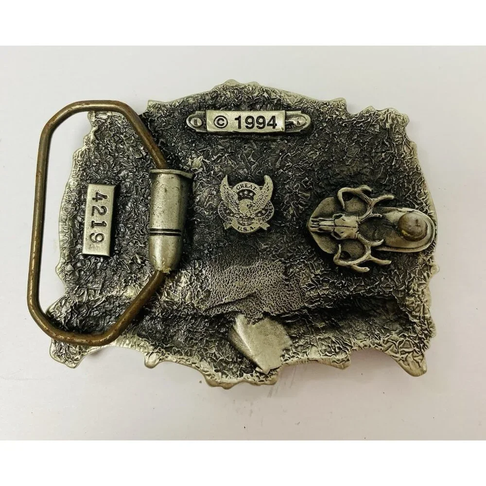 I'd Rather Be Hunting Belt Buckle 1994 GAP Vintage Enamel‎